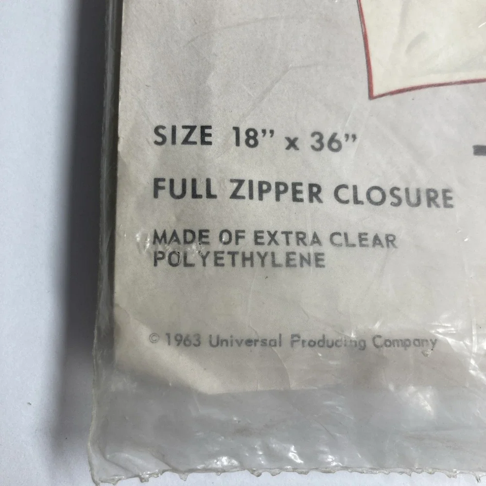 Universal Producing Co Dampener Bag Unisex M Clear Vintage 1963 Zipper 18x36